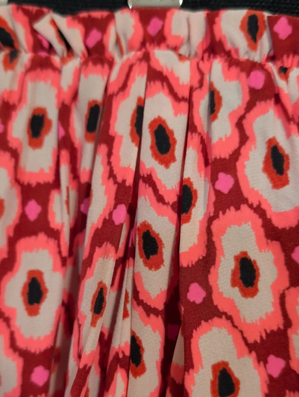 NWT Kate Spade Posy Ikat Silk Blend Pleated Elastic Waist Skirt Pink Red Small